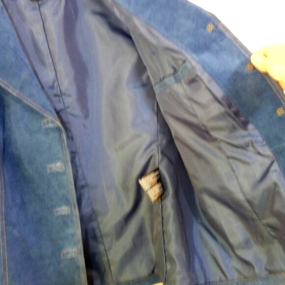 Bernardo dusty blue suede leather coat jacket L - Picture 7 of 11